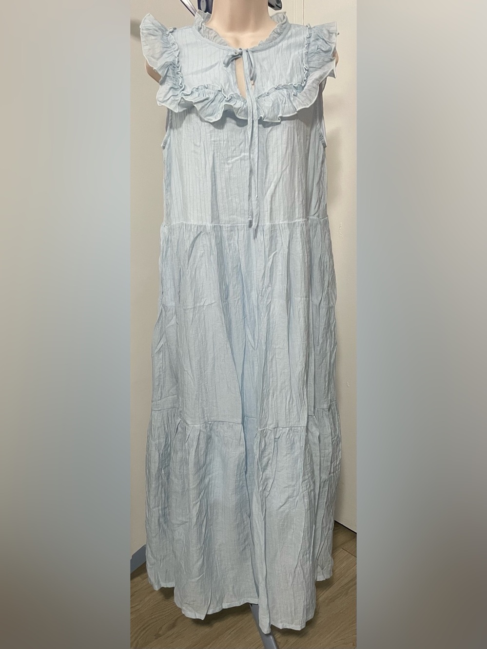 Listicle Pale Blue Tiered Maxi Dress Sz.M